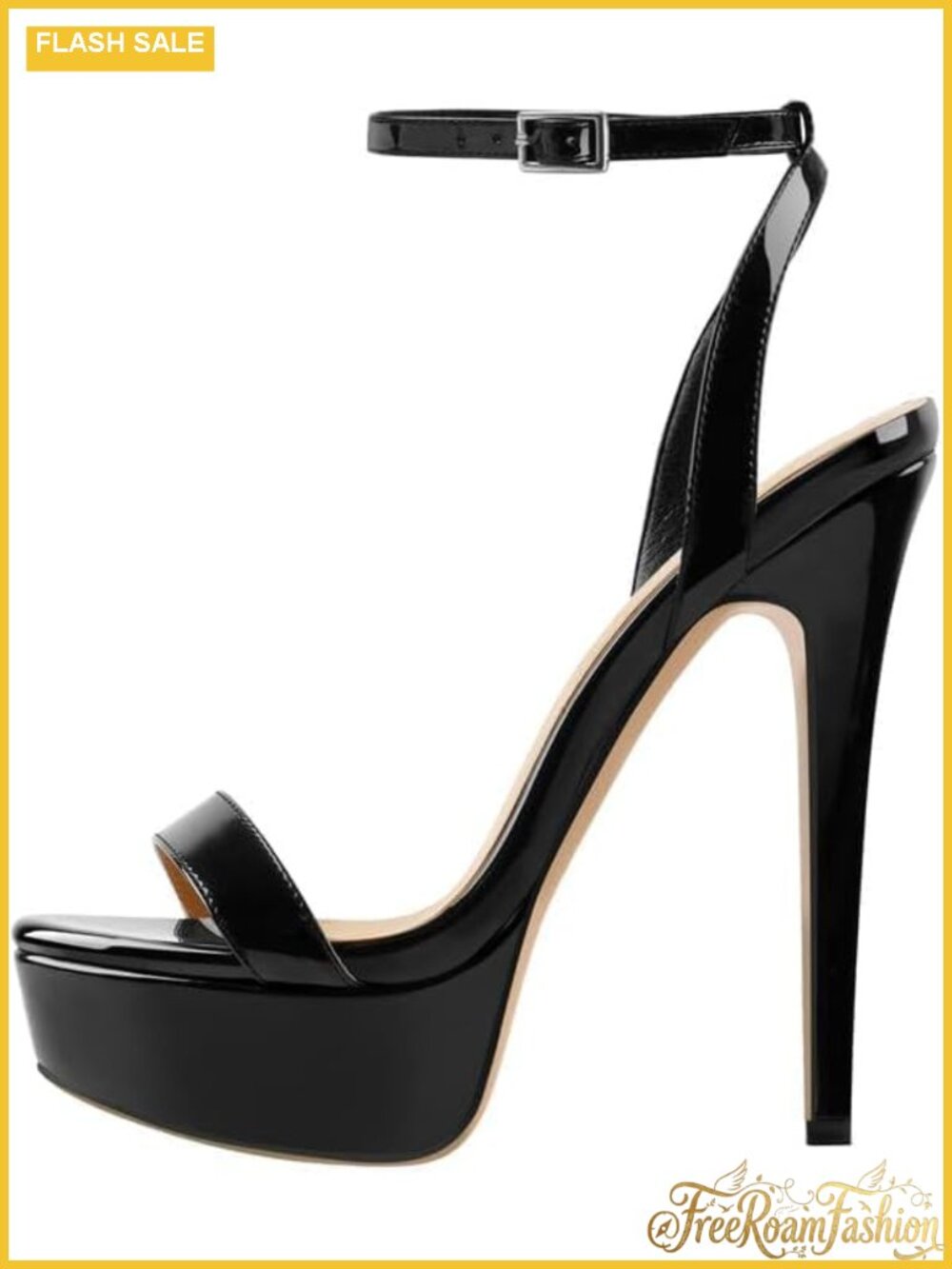 Platform Stiletto High Heels Round Open Toe Ankle Strap Heeled Sandals